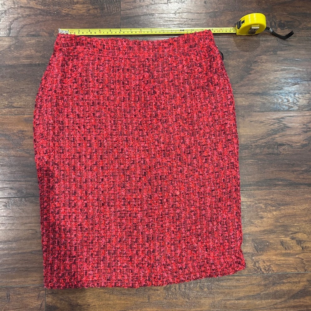 Donna Karan New York Bare necessities Skirt Womens Size 6 Red & Black Tweed New - Picture 10 of 13